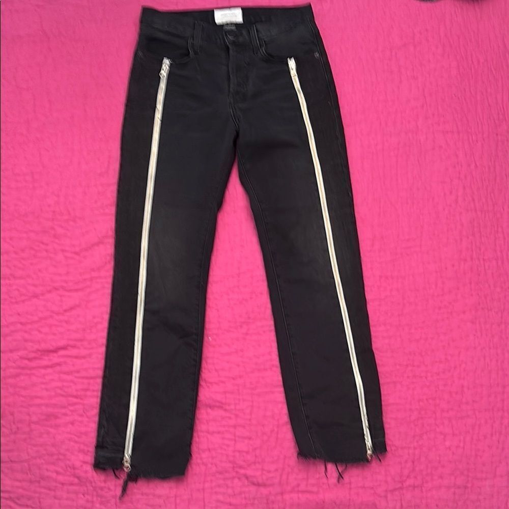 Current/Elliott Black/ gray front zippers detailed Jeans, Size 27